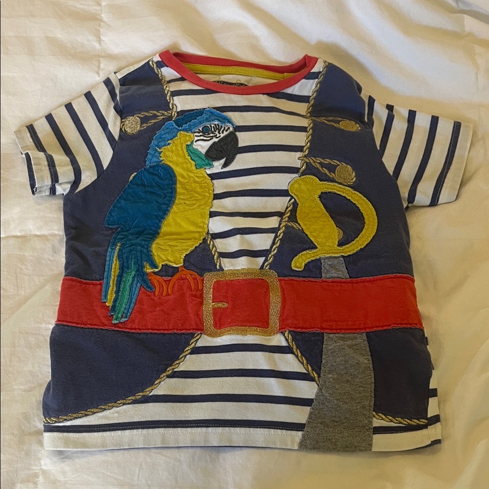 Mini Boden Navy, White, Red & Yellow Parrot Pirate Tee